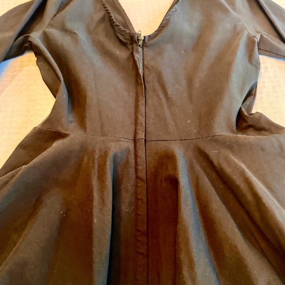 Unique Vintage Black Fit & Flare Midi Dress Women’s XL Long Sleeve - Picture 11 of 16
